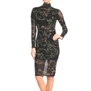 Material Girl Green and Black BodyCon Dress, Size Medium